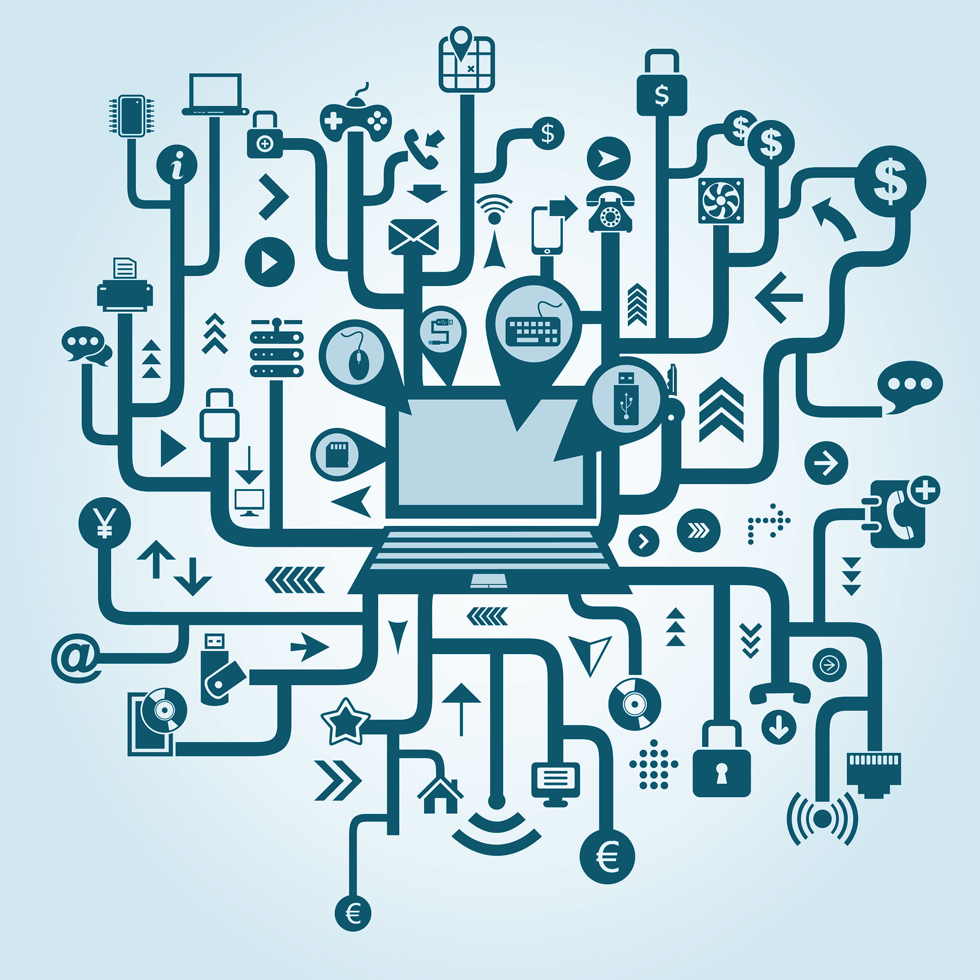 Diagramm zeigt ein Netzwerk der beteiligten Firmen und Agenturen